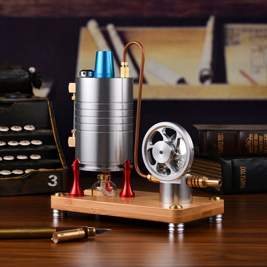 Model Engine enginediy | Retro All-Metal Vertical Steam Engine Model With Base, Boiler And Alcohol Lamp