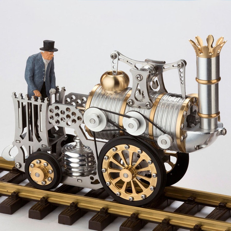 Model Engine enginediy Stirling Engine Vehicle | Stirling Engine Diy Assembly Kit Linkage Device Runnable Steam Train Model Metal Mechanical Crafts Gift Collection