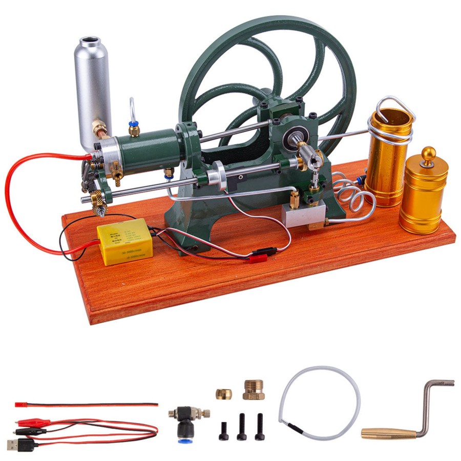 Model Engine enginediy | Retrol Horizontal Mill Engine Stationary Steam Engine Hot-Bulb Engine Look 4-Stroke Water-Cooling Gasoline Engine Ic Engine Model