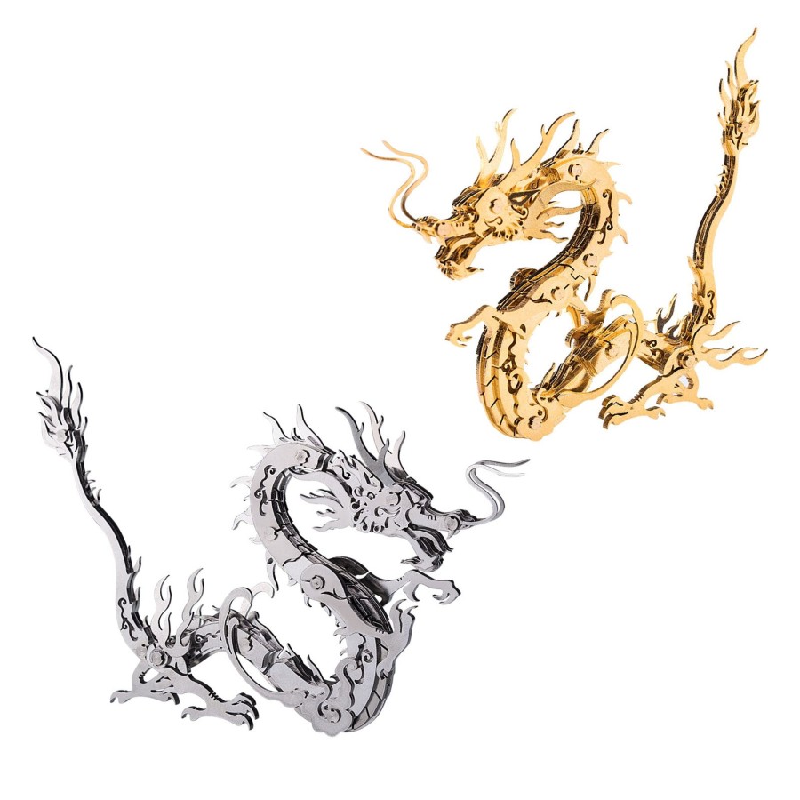 Diy Engine Engine DIY | 200Pcs+ Diy Metal Assembly Oriental Mythological Creatures Golden Chinese Dragon