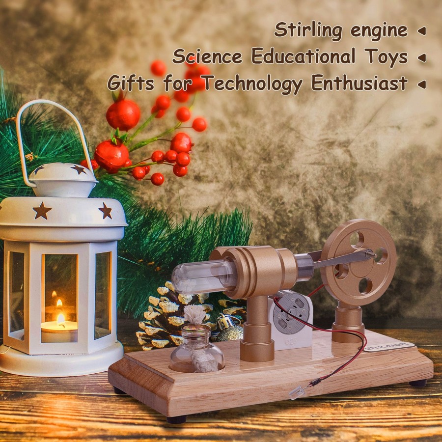 Model Engine enginediy Hot Air Stirling Engine | Enjomor Gamma Hot Air Stirling Engine External Combustion Engine Model With Led Light