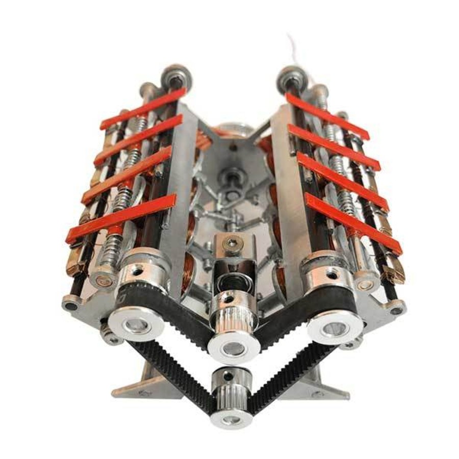 Stem Model enginediy | V8 Electromagnetic Motor Engine 24V Diy Runnable Generator For Science Project - Enginediy