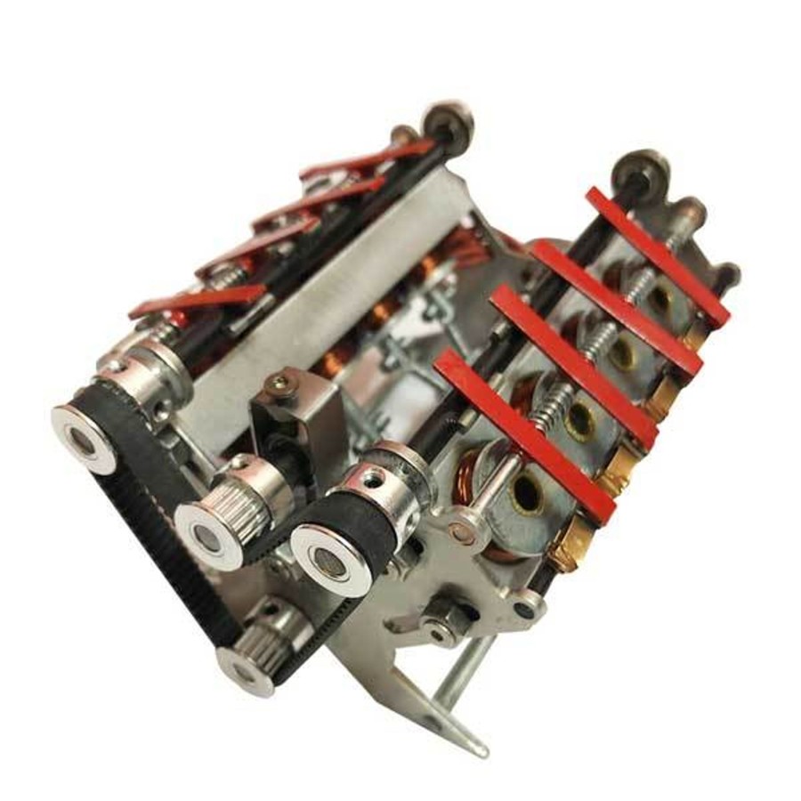 Stem Model enginediy | V8 Electromagnetic Motor Engine 24V Diy Runnable Generator For Science Project - Enginediy