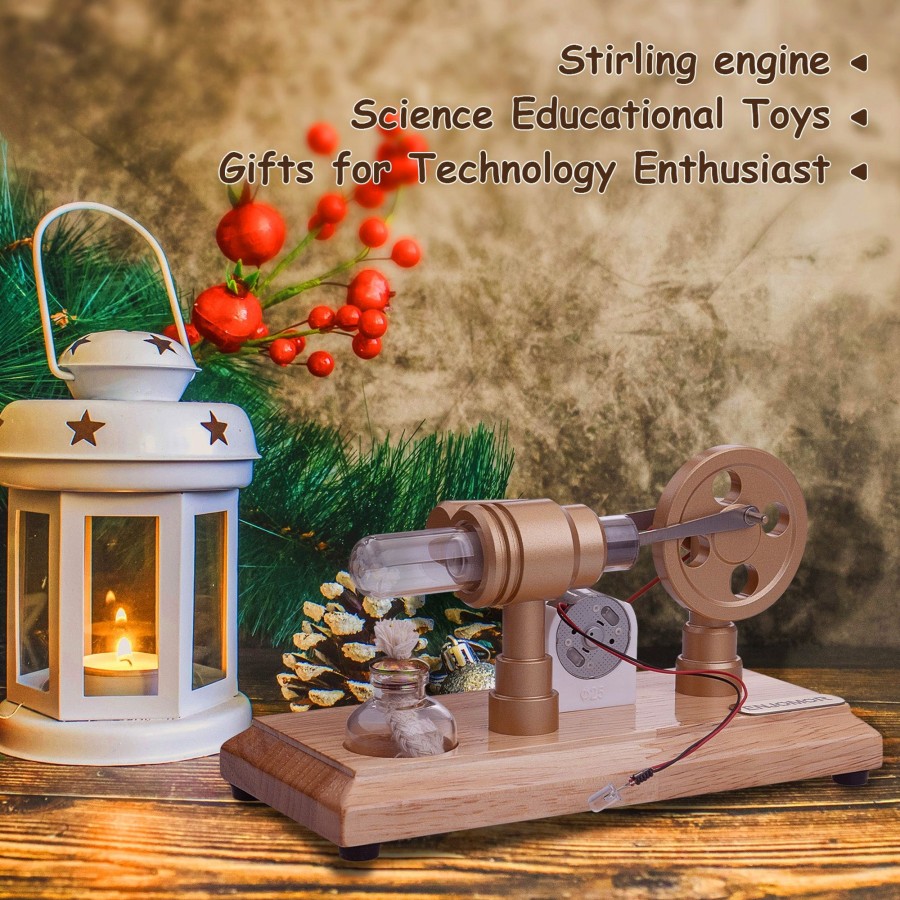 Model Engine enginediy Stirling Engine With Led | Enjomor Gamma Hot Air Stirling Engine External Combustion Engine Model With Led Light