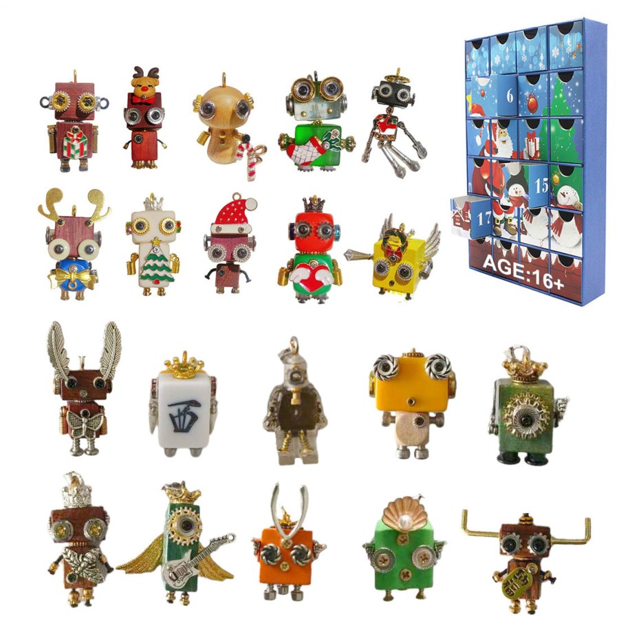 Accessories enginediy | 3D Metal Puzzle Punk Robots Christmas Countdown Blind Box Advent Calendar Diy Stress-Relief Assembly Parts Kit